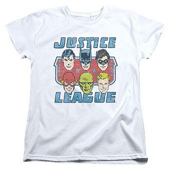 Dc Comics Faces Of Justice Short Sleeve Womens T-shirt