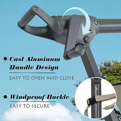 Aoodor Patio 10FT Off-set Hanging Umbrella - Premium Aluminum Cantilever Umbrella