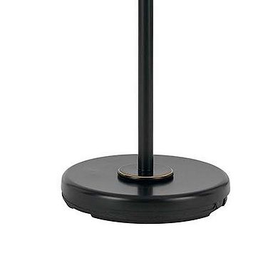 3 Way Metal Body Floor Lamp with Swing Arm and Conical Fabric Shade, Black