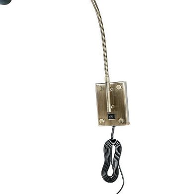 Metal Round Wall Reading Lamp with Plug In Switch, Silver and Gray