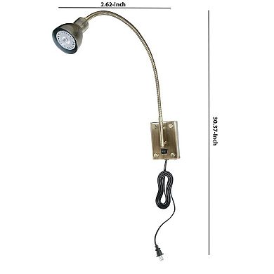 Metal Round Wall Reading Lamp with Plug In Switch, Silver and Gray