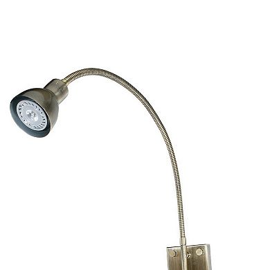 Metal Round Wall Reading Lamp with Plug In Switch, Silver and Gray