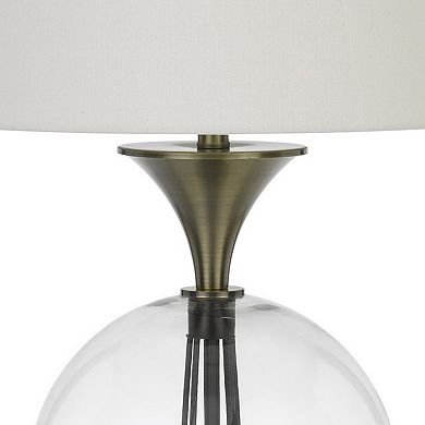 46 Inch Metal And Glass Globe Table Lamp, Dimmer, Brass Finish