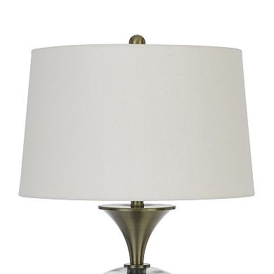 46 Inch Metal And Glass Globe Table Lamp, Dimmer, Brass Finish