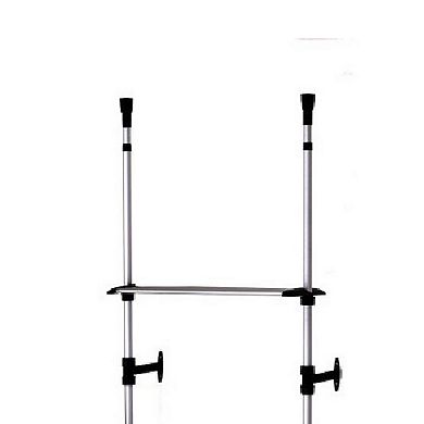 4 Tier Telescopic Metal Frame Clothes Rack, Silver and Black