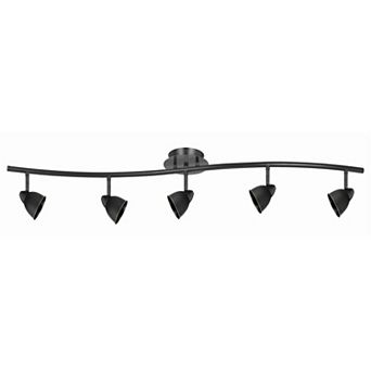 5 Light 120V Metal Track Light Fixture with Round Shade, Black