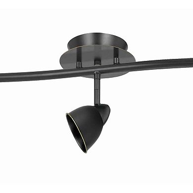 5 Light 120V Metal Track Light Fixture with Round Shade, Black