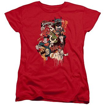 Dc Comics Dripping Characters Short Sleeve Womens T-shirt