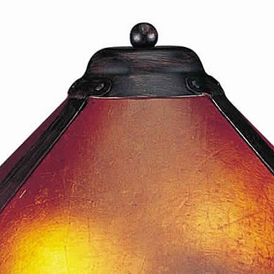 Pot Bellied Metal Body Table Lamp with Conical Mica Shade, Bronze