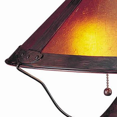 Pot Bellied Metal Body Table Lamp with Conical Mica Shade, Bronze