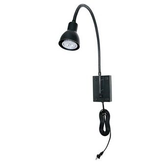 Metal Round Wall Reading Lamp with Plug In Switch, Black