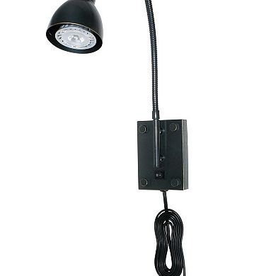 Metal Round Wall Reading Lamp with Plug In Switch, Black