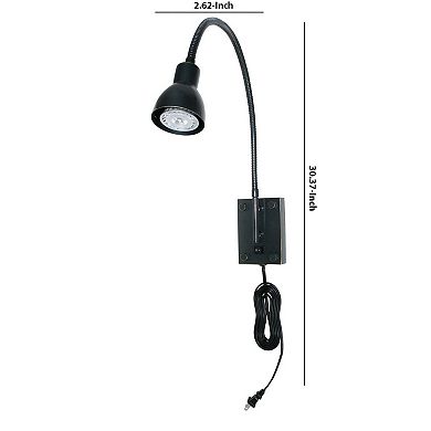 Metal Round Wall Reading Lamp with Plug In Switch, Black