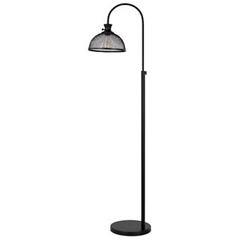 61 Inch Modern Floor Lamp, Hanging Mesh Shade, Metal Base, Black