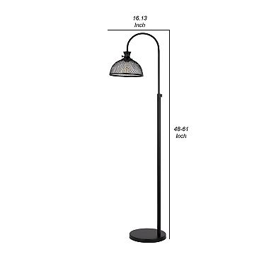 61 Inch Modern Floor Lamp, Hanging Mesh Shade, Metal Base, Black