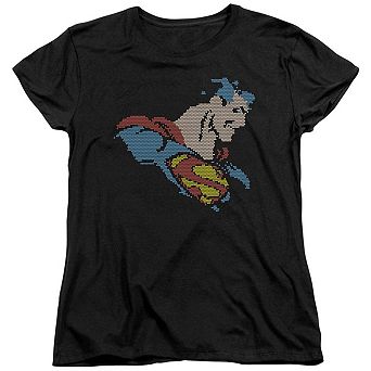 Dc Comics Lite Brite Superman Short Sleeve Womens T-shirt
