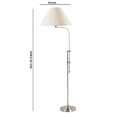 3 Way Metal Floor Lamp with and Adjustable Height Mechanism, Silver
