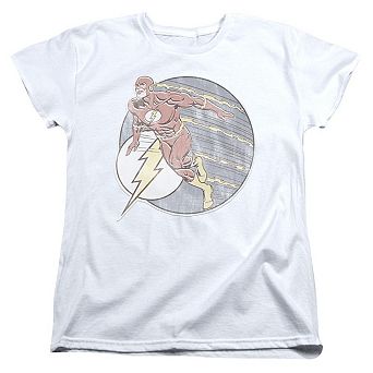 Dc Comics Flash Retro Flash Iron On Short Sleeve Womens T-shirt