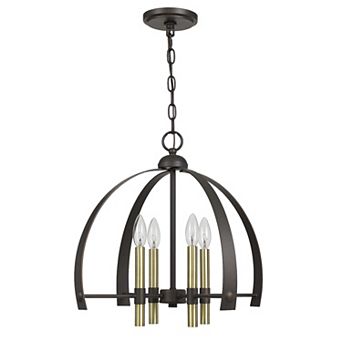 Metal Chandelier with 4 Candelabra Holders, Black and Gold