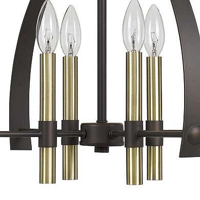 Metal Chandelier with 4 Candelabra Holders, Black and Gold