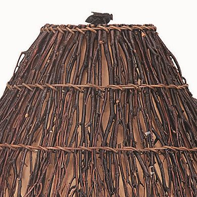 150 Watt Resin Bear Body Table Lamp with Twig Shade, Gray and Brown