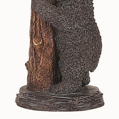 150 Watt Resin Bear Body Table Lamp with Twig Shade, Gray and Brown