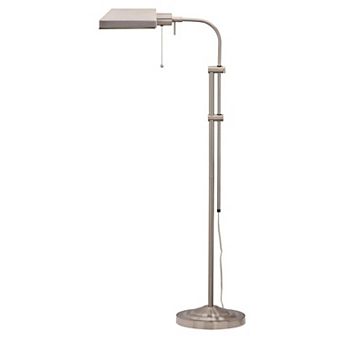 Metal Rectangular Floor Lamp with Adjustable Pole, White