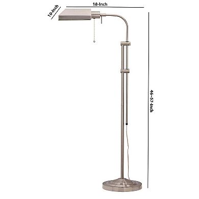 Metal Rectangular Floor Lamp with Adjustable Pole, White