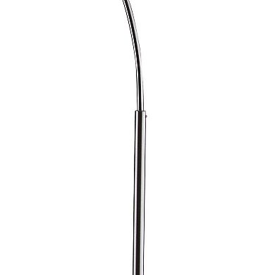 Floor Lamp with Pendant Drum Shade and Arched Arm, Black