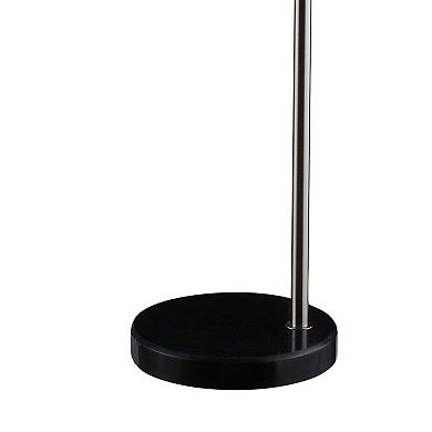 Floor Lamp with Pendant Drum Shade and Arched Arm, Black