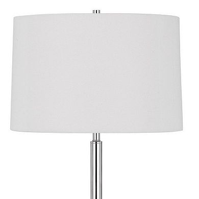 Ava 61 Inch Modern Floor Lamp, Glass Tray Table, 1 USB Port, Glossy, Chrome