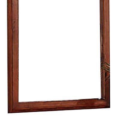 36 Inches Rectangular Wood Encased Mirror, Brown