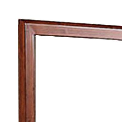 36 Inches Rectangular Wood Encased Mirror, Brown