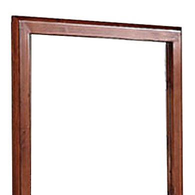 36 Inches Rectangular Wood Encased Mirror, Brown