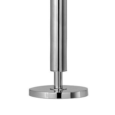 Metal Table Lamp with Tubular Support and Push Through Switch, Silver