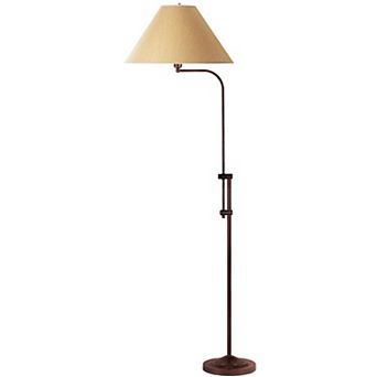 3 Way Metal Floor Lamp with and Adjustable Height Mechanism, Brown