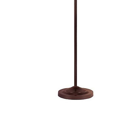 3 Way Metal Floor Lamp with and Adjustable Height Mechanism, Brown