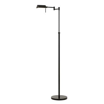 10W LED Adjustable Metal Floor Lamp with Swing Arm, Black