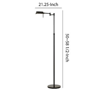 10W LED Adjustable Metal Floor Lamp with Swing Arm, Black