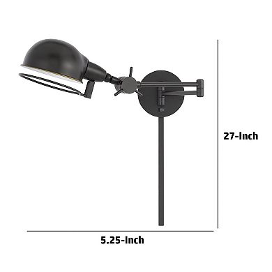 Kash 27 Inch Vintage Wall Lamp, Swing Arm, Adjustable Metal Shade, Bronze