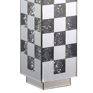 Table Lamp with Checkered Faux Diamond Inlay, Silver