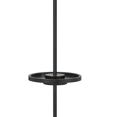 62 Inch Metal Floor Lamp, Tray, Dimmer, 2 USB Ports, Bronze