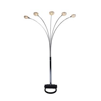 Arya 94 Inch 5 Light Arc Floor Lamp, Crystal Accents, Modern Style, Chrome