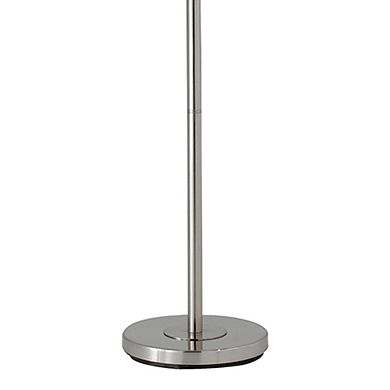 Metal Floor Lamp with Tapered Drum Shade and Stalk Support, Silver