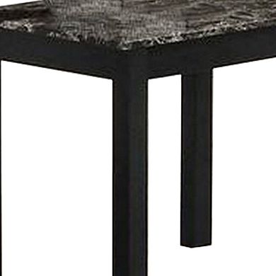 3 Piece Coffee Table and End Table with Faux Marble Top, Black