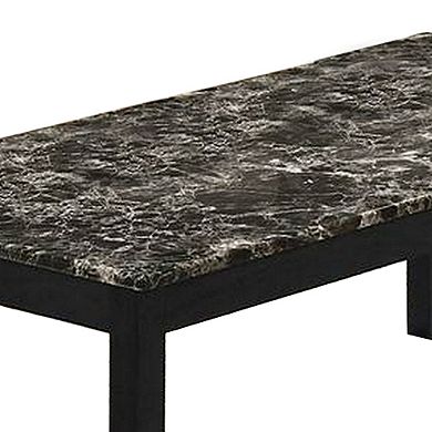 3 Piece Coffee Table and End Table with Faux Marble Top, Black