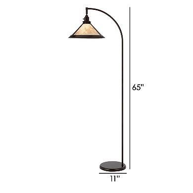 Cyan 65 Inch Adjustable Metal Arc Floor Lamp, White Mica Shade, Dark Bronze