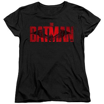 The Batman Crimson Drawn Bat Logo Short Sleeve Women´s T-Shirt