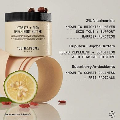 Superberry Firm + Glow Dream Body Butter with Niacinamide, Hyaluronic Acid + Antioxidants