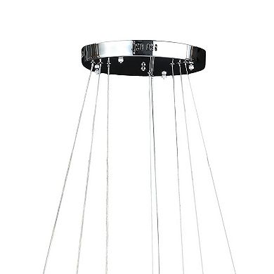 12-47 Inch Adjustable Chandelier, Offset Circle Design Silver Chrome Finish